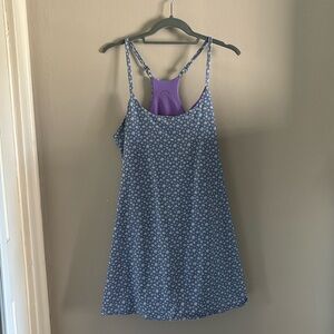 Kitty and Vibe blue floral exercise dress